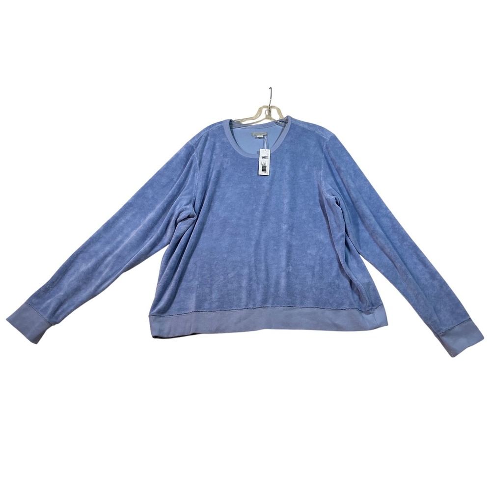 Outerknown Womens Hightide Crewneckt Sweatshirt Blue Terry Cloth XL 2240021